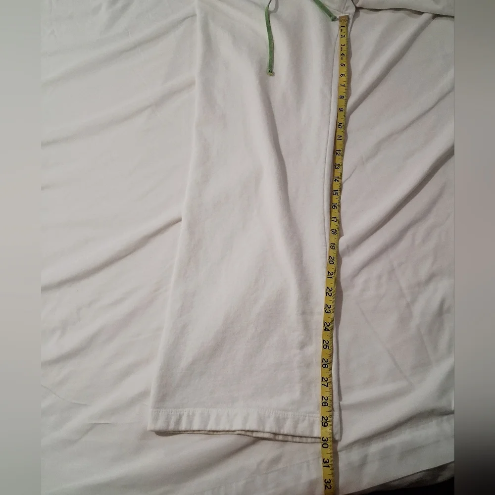 Juicy Couture White Cotton Pants with Green Accents Size Large